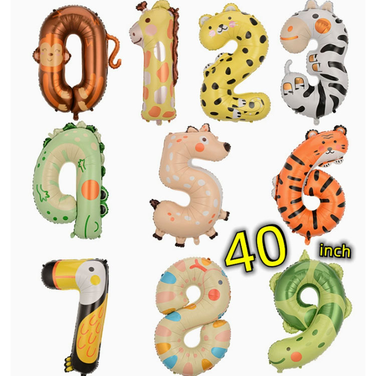 40 hazbeteko animalien zenbakiak paperezko globoak