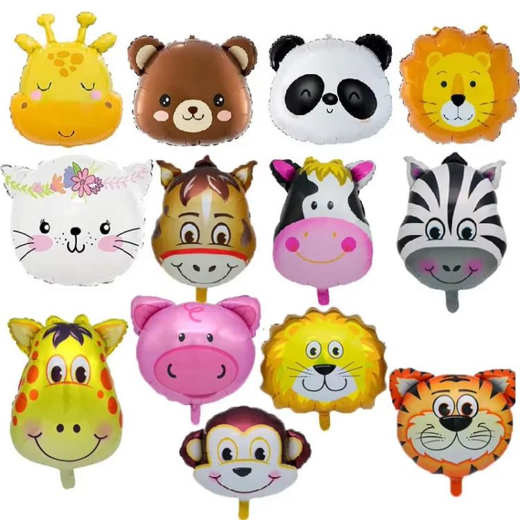 Animalien buruko paperezko globoak