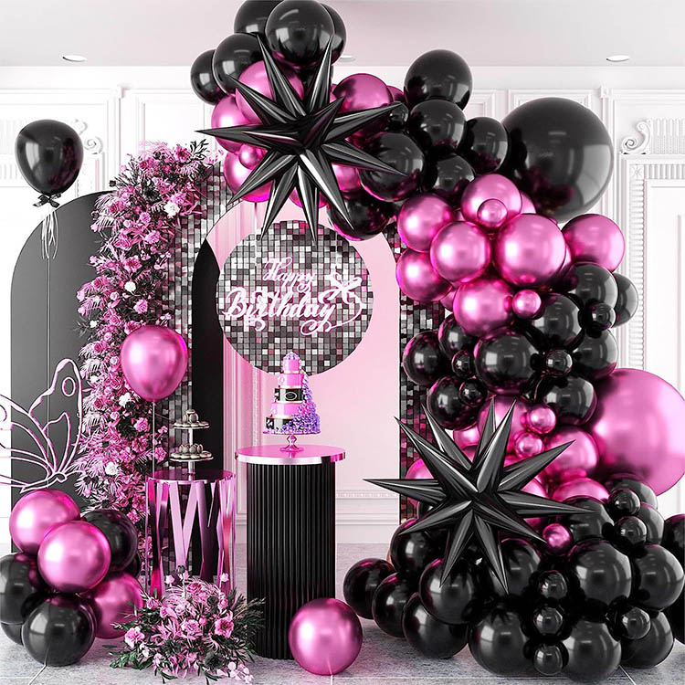 Metal magenta Black Exploding Star Garland Arch